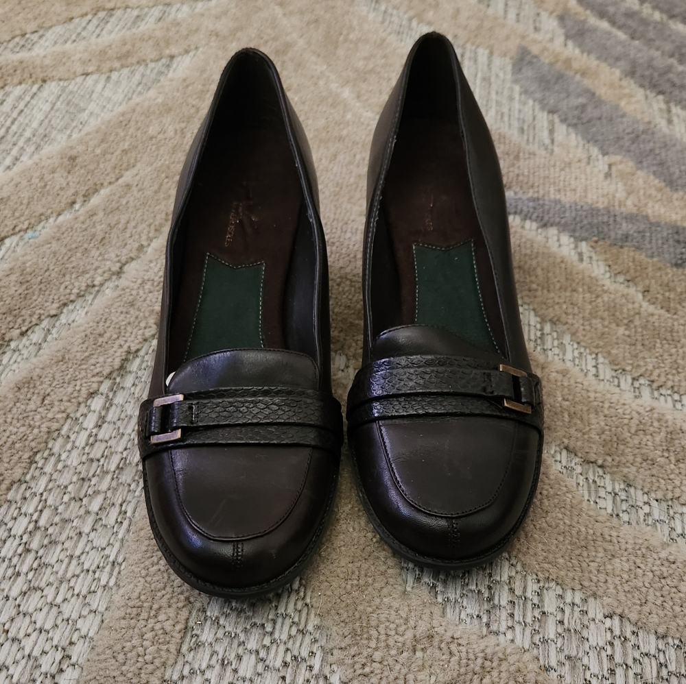 A2 By AEROSOLES BACELONA SIZE 7.5 M Elegant Black Low Heels Pumps Buckle - Picture 6 of 14